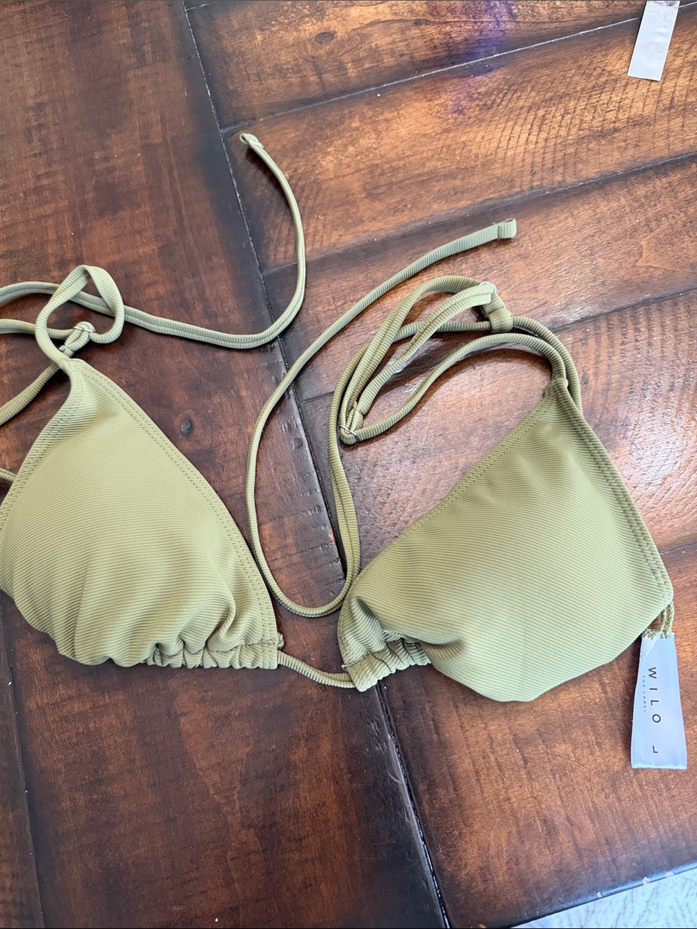 Willow Olive Green Triangle Bikini Top - Adjustable Tie